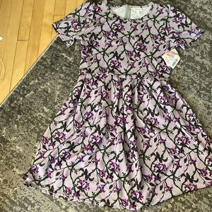 Lularoe Amelia Lilac with Flower Accent Dress